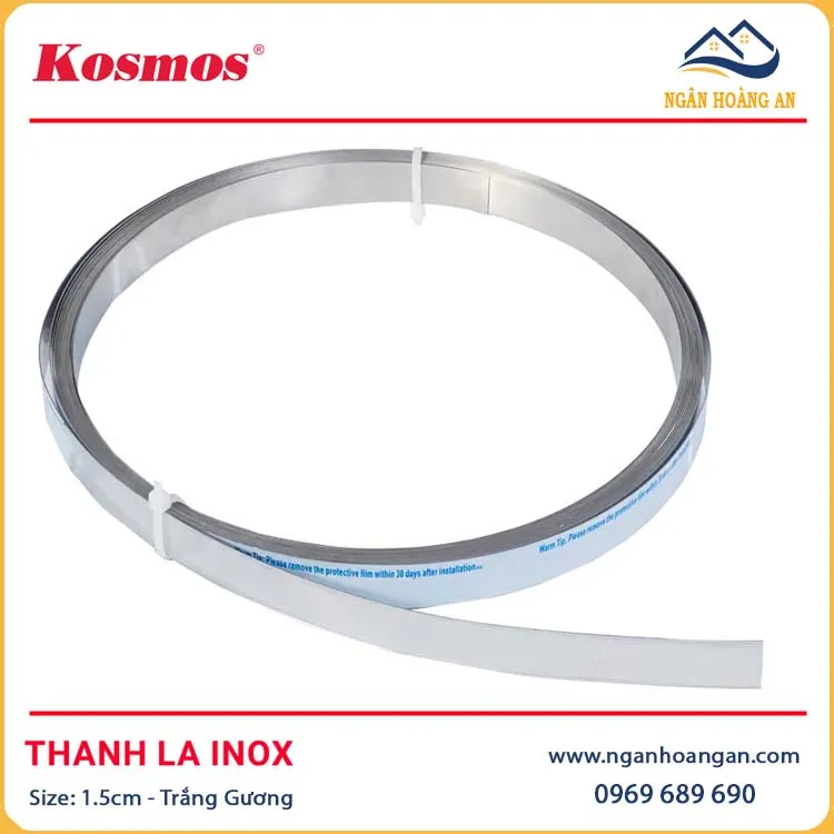 Nẹp La Inox 201 Trang Trí Kosmos Trắng Gương 1.5cm Nẹp La Inox 201 Trang Trí Kosmos Trắng Gương 1.5cm